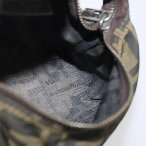 FENDI Zucca Canvas Hand Bag Black Brown Auth ep10930 - Picture 12 of 16